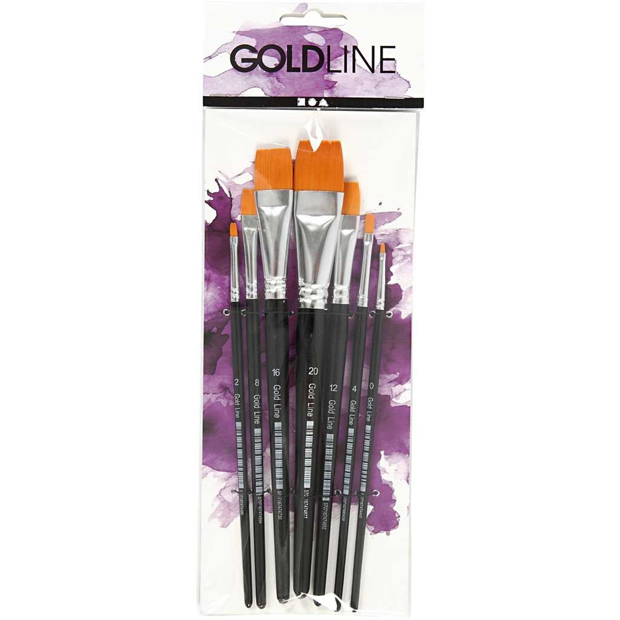 Syntetpenselset Platt – 7st - Gold Line