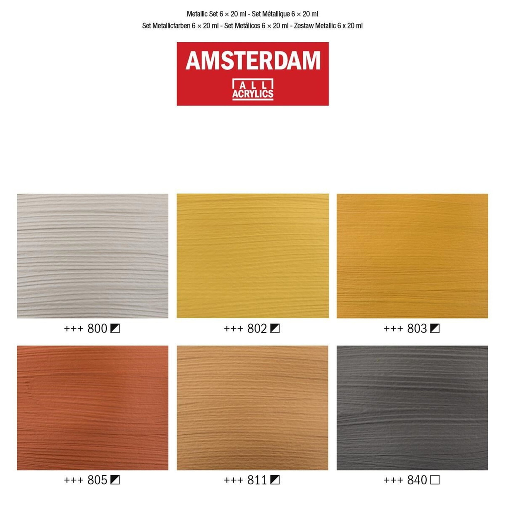 Amsterdam Akrylfärgset - Metallic - 6 x 20 ml