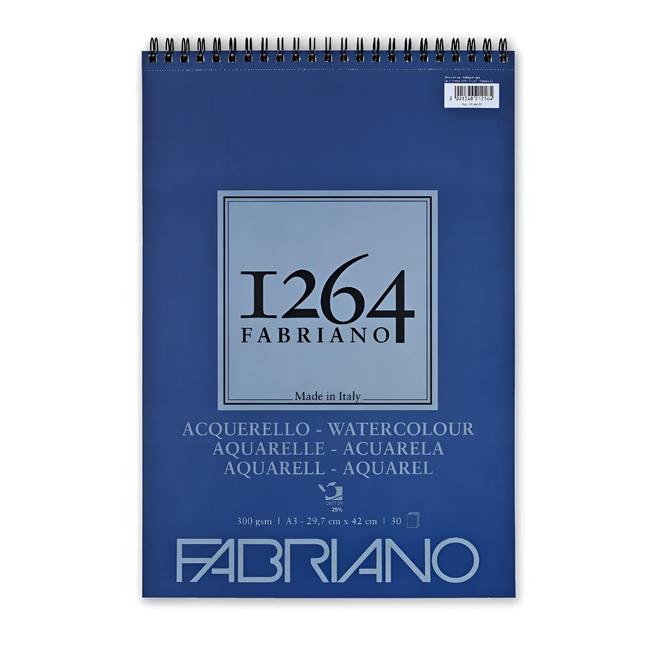Akvarellblock – 1264 – Fin (CP/Not), 300 g, 30 ark – Fabriano - A3