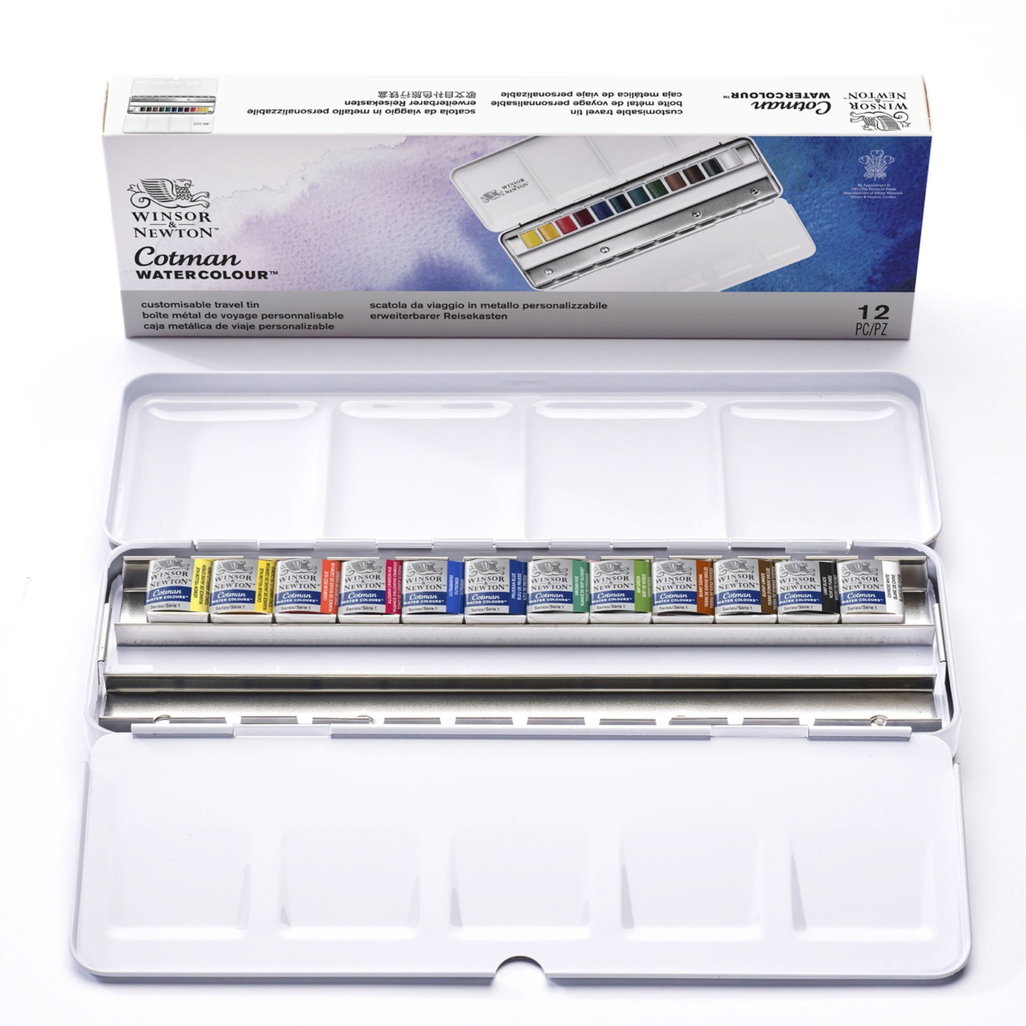 Winsor & Newton Cotman Akvarellfärgset - Blue Box - 12 halvkoppar