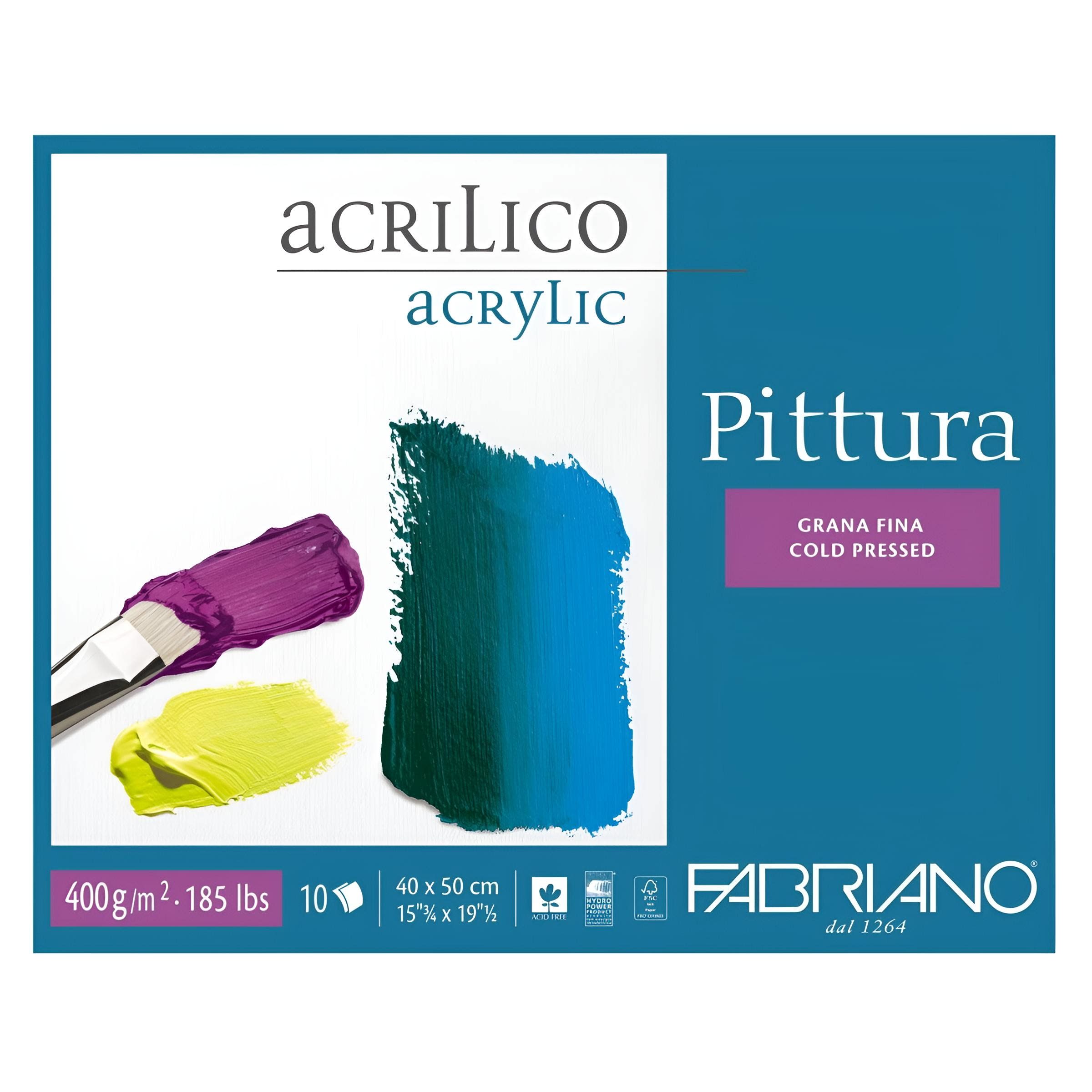 Akrylblock – Pittura – Fin Gräng, 400 g, 10 ark – Fabriano - 30 x 40cm