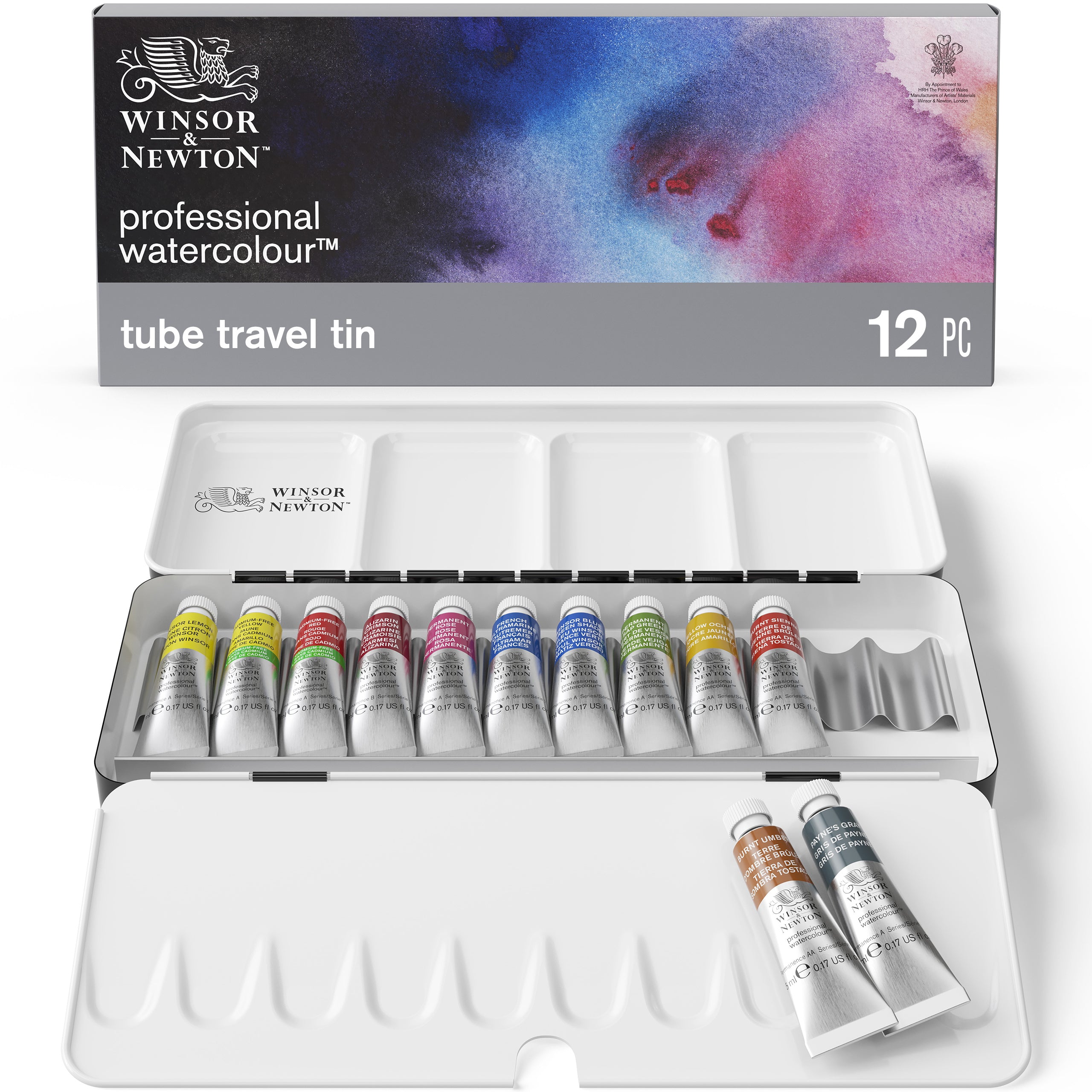 Winsor & Newton Professional Akvarellfärgset - Tube Travel Tin - 12 x 5 ml