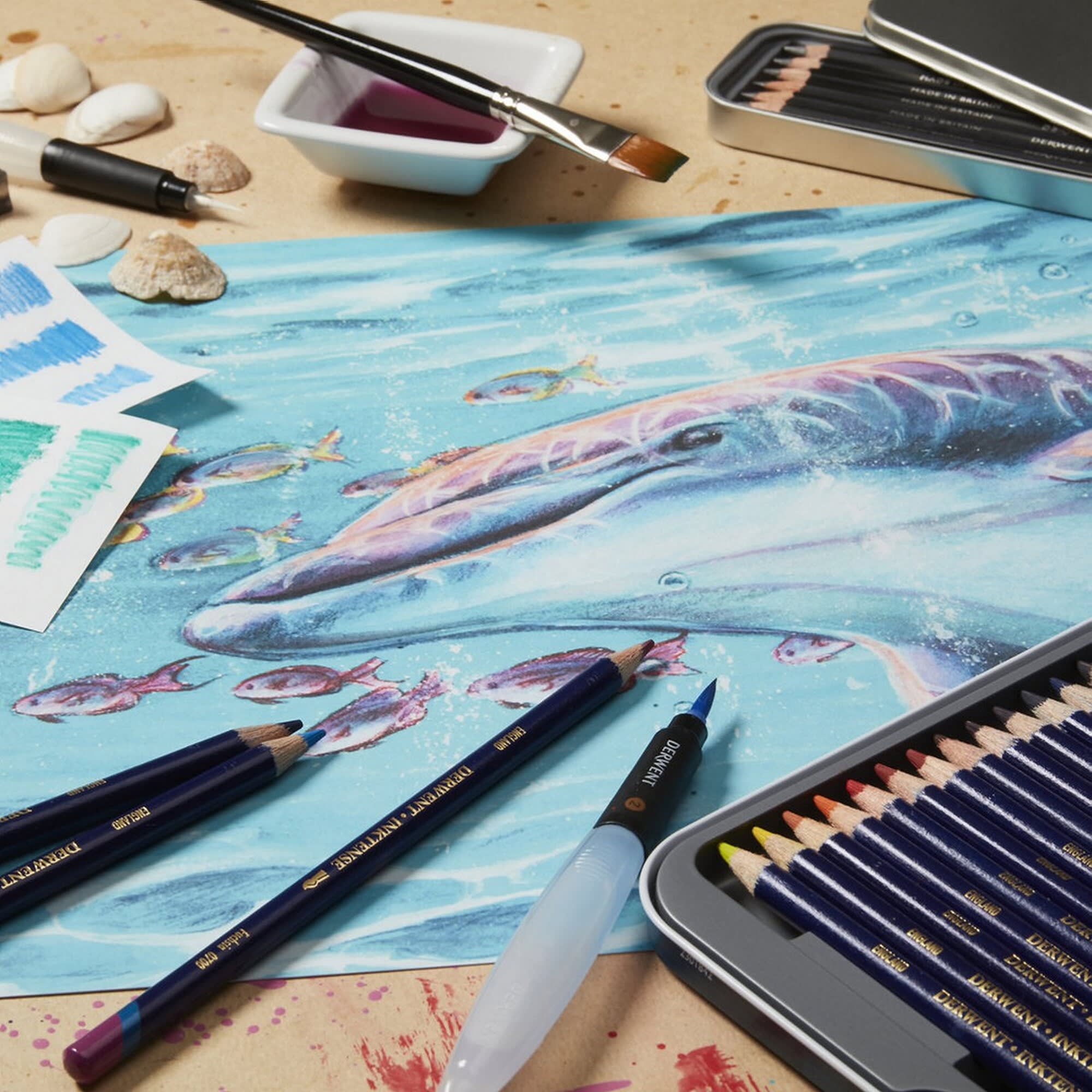 Derwent Akvarellpennor - Inktense Pencils - 12st