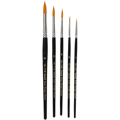 Syntetpenselset Rund – 5st - Gold Line