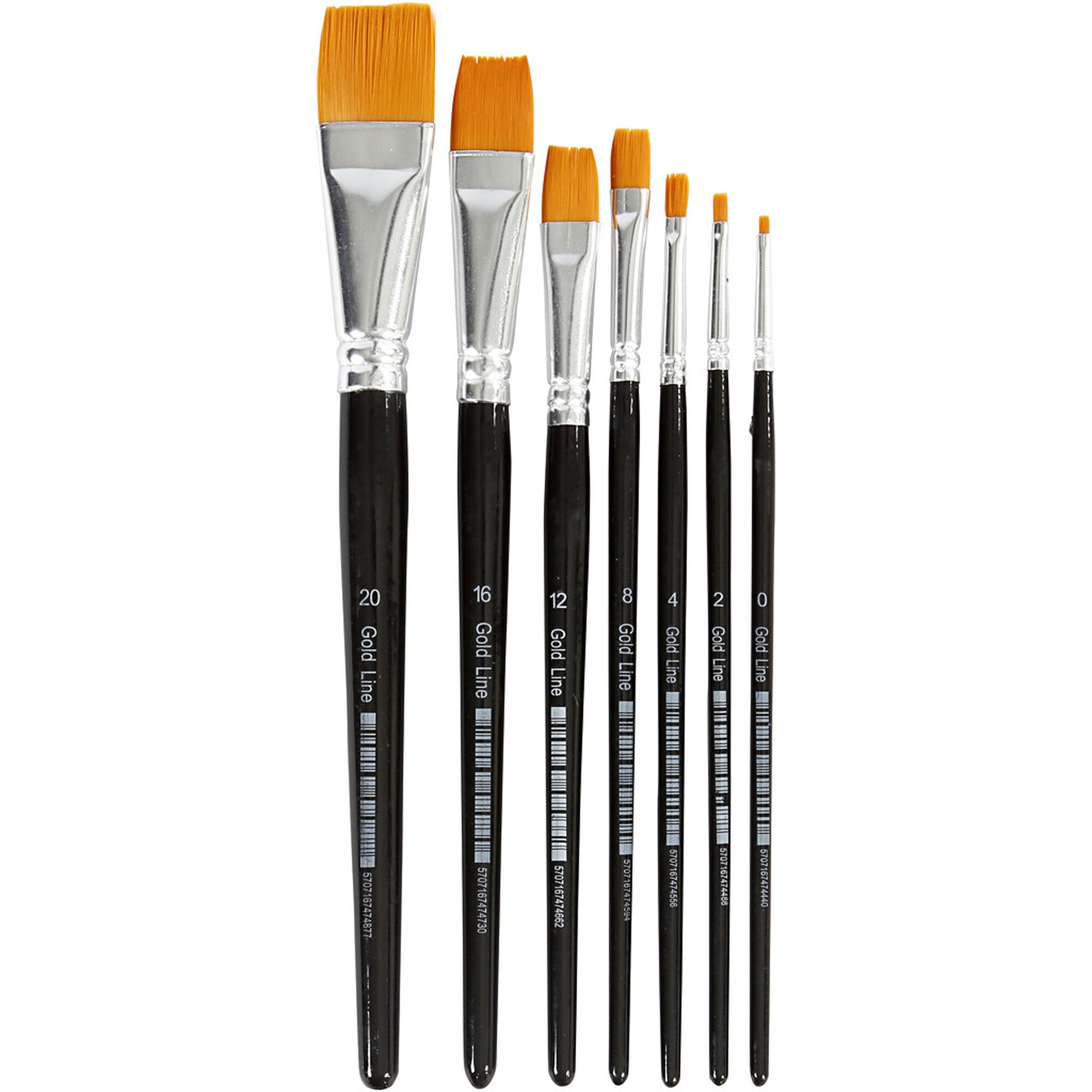 Syntetpenselset Platt – 7st - Gold Line