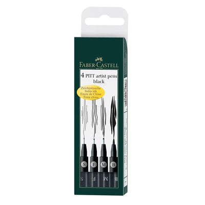 Faber-Castell Fineliner - PITT Artist Svart Set - 4 st