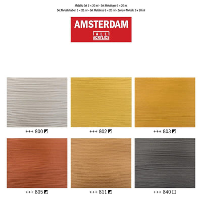 Amsterdam Akrylfärgset - Metallic - 6 x 20 ml