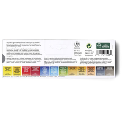 Winsor & Newton Professional Akvarellfärgset - 12 halvkopp