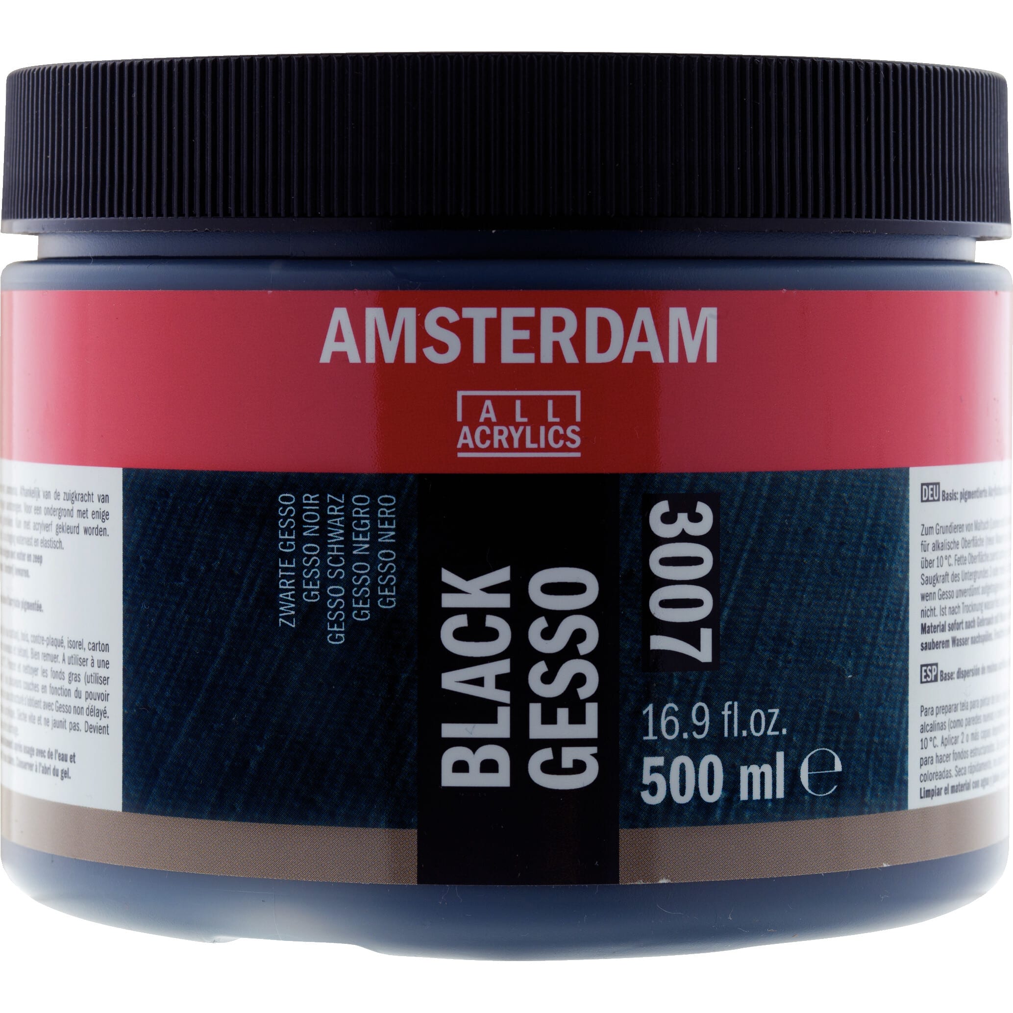 Amsterdam Gesso Primer - Black - 500 ml