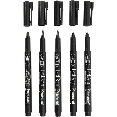 LePen Fineliner - Svart Set - 5 st