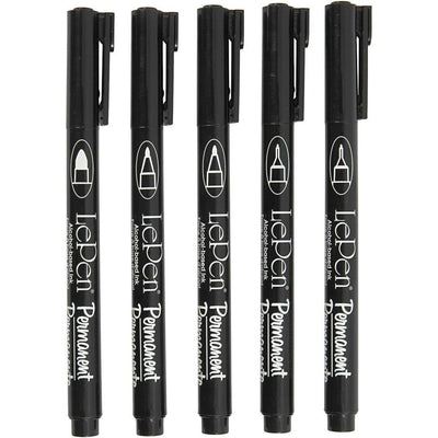 LePen Fineliner - Svart Set - 5 st