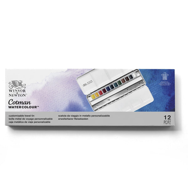 Winsor & Newton Cotman Akvarellfärgset - Blue Box - 12 halvkoppar
