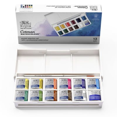 Winsor & Newton Cotman Akvarellfärgset - Field Pocket Set - 12 halvkoppar