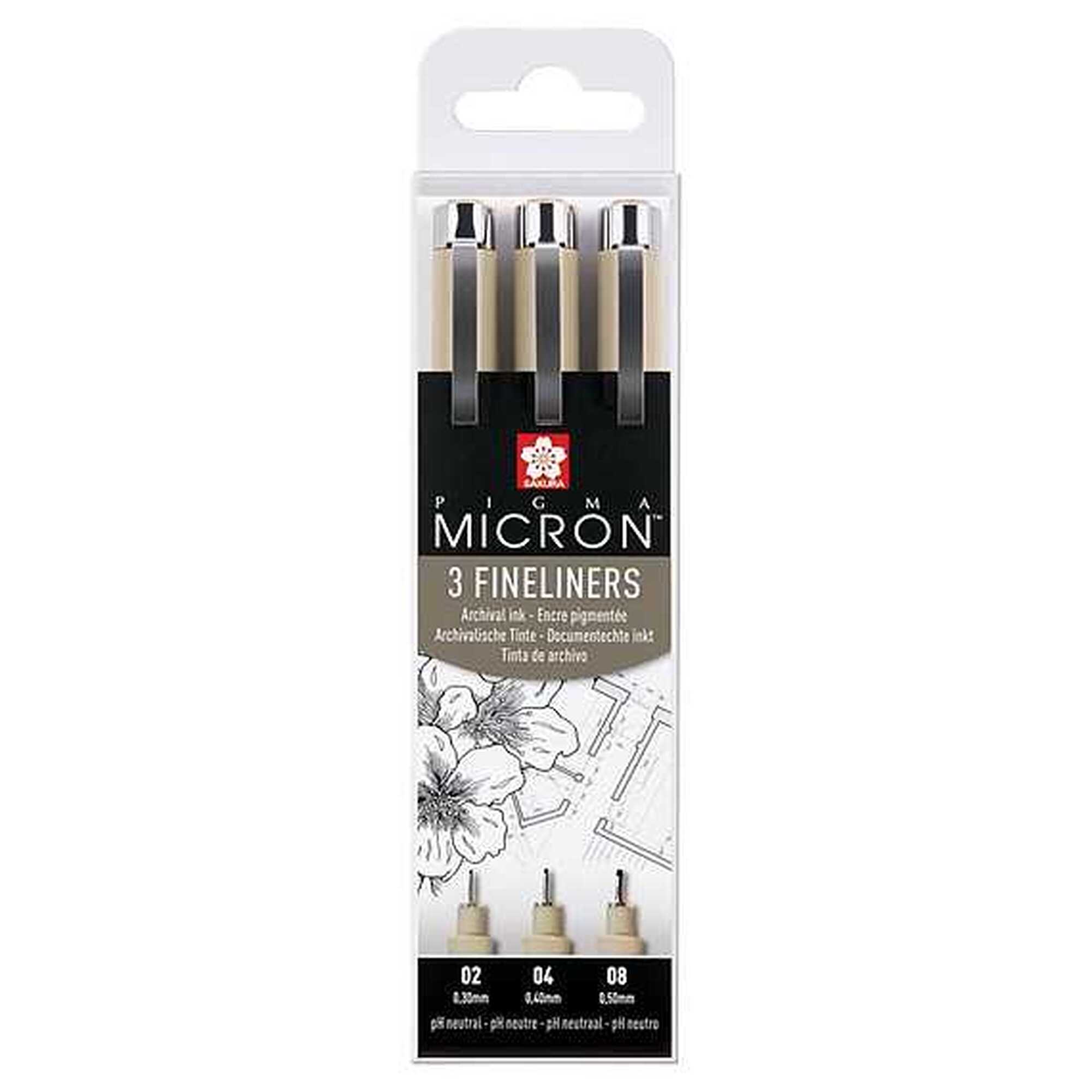 Sakura Fineliner - Pigma Micron Wallet Svart Set - 3 st