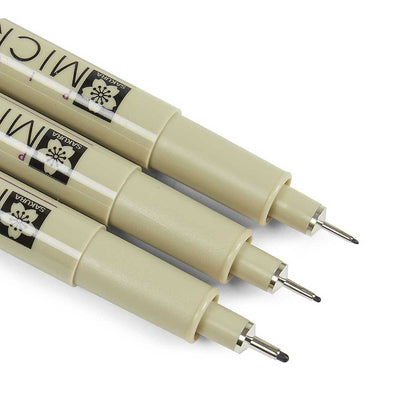 Sakura Fineliner - Pigma Micron Wallet Svart Set - 3 st fargprov