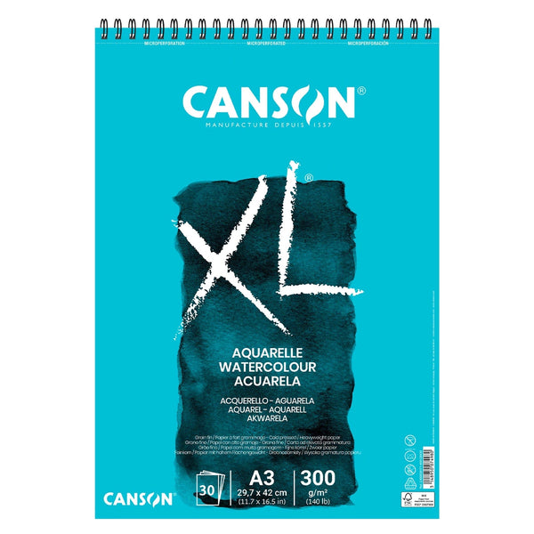 Akvarellblock – XL Aquarelle – Fin (CP/Not), 300 g, 30 ark – Canson - A3