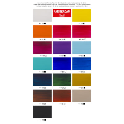 Amsterdam Akrylfärgset - Value Pack - 18 x 120 ml fargprov