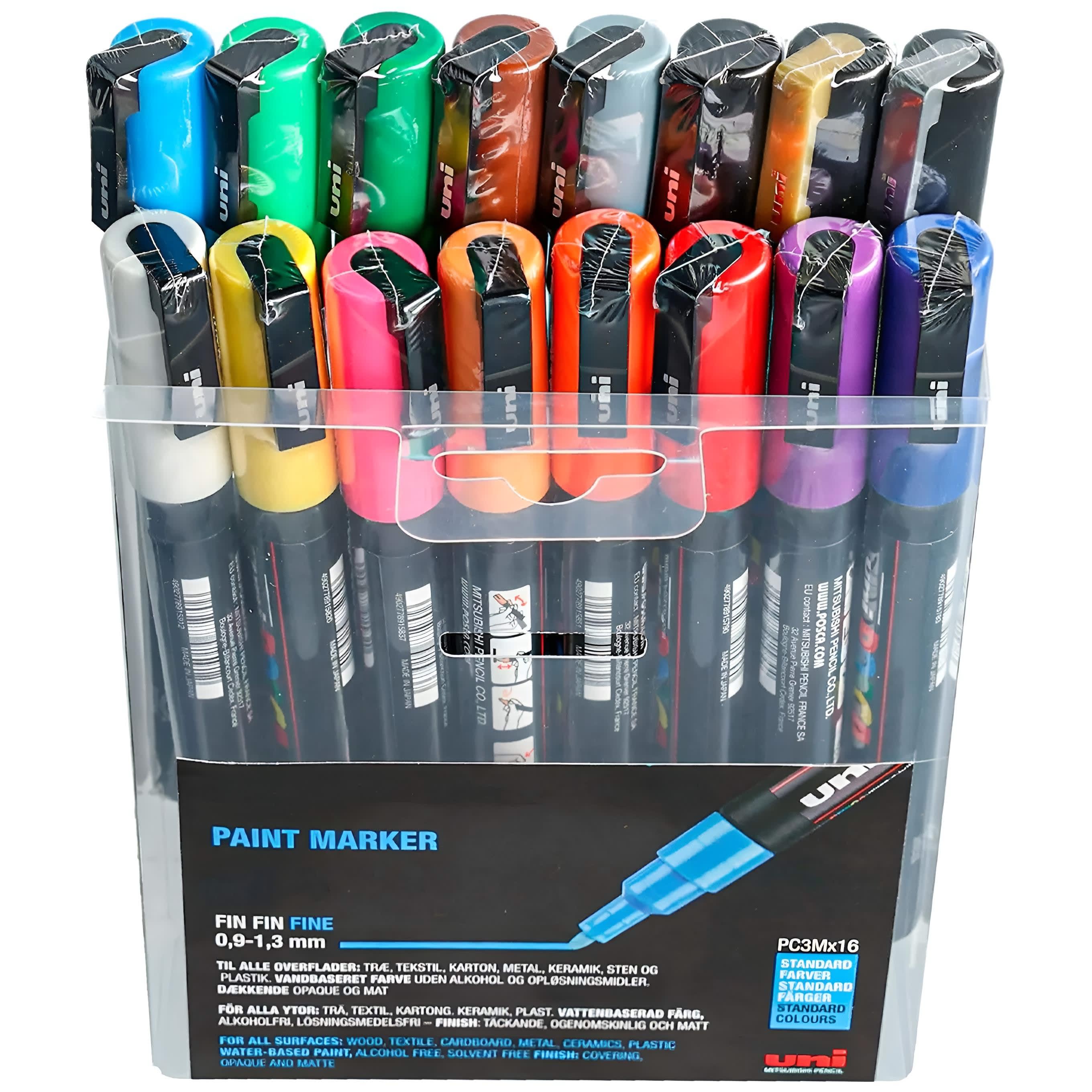 Posca PC-3M Set (0,9–1,3 mm) - Standard Colours - 16 st