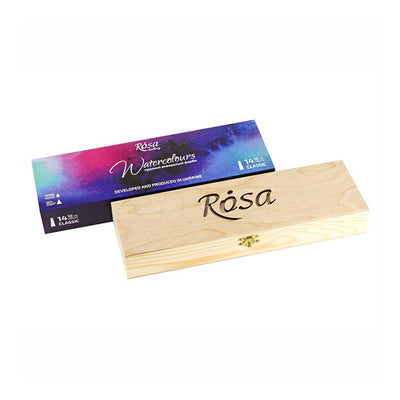 Rosa Gallery Akvarellfärgset - 10 ml - Trälåda 14 st