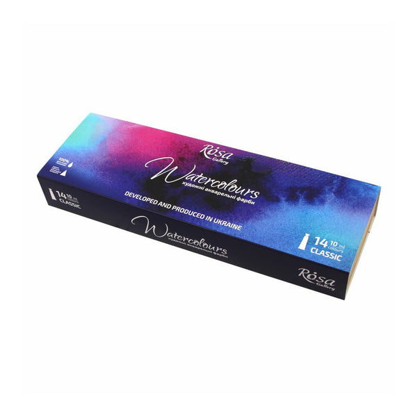 Rosa Gallery Akvarellfärgset - 10 ml - Trälåda 14 st