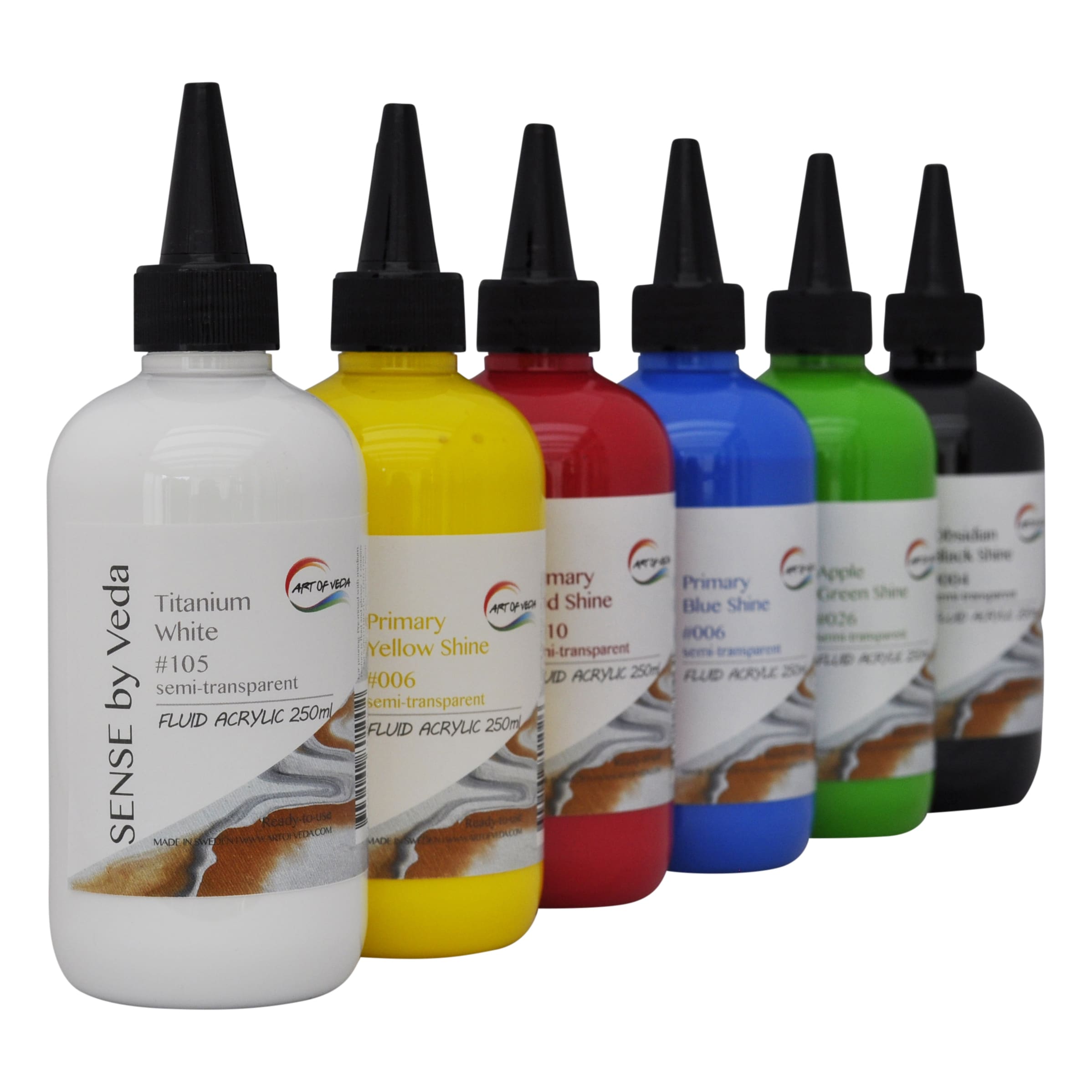 SENSE by Veda FLUID Akrylfärgset - 250 ml - Basfärger - 5 st
