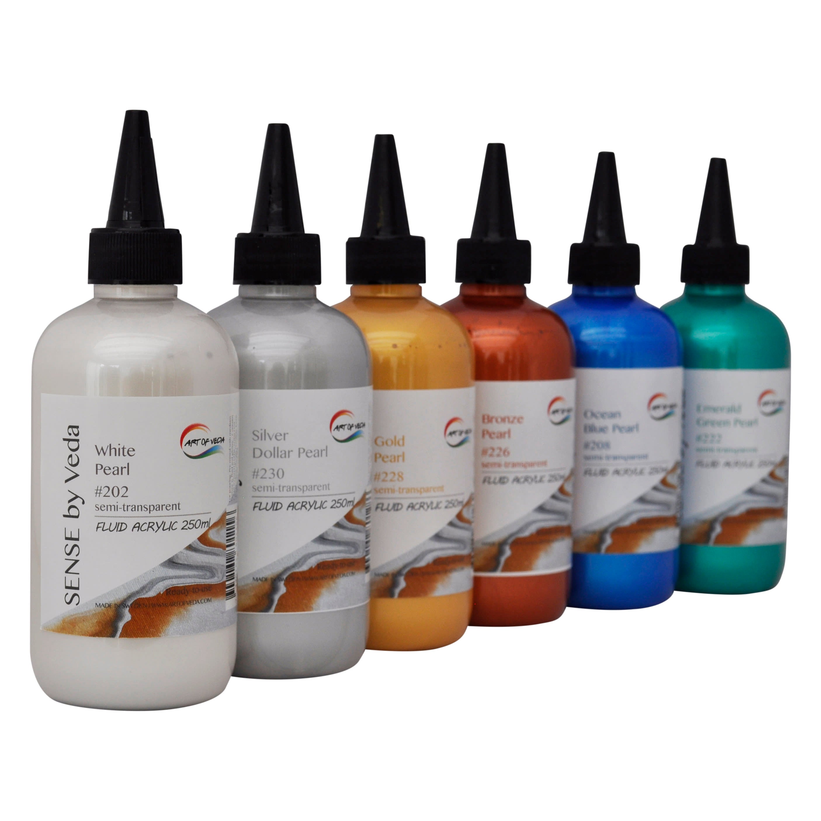 SENSE by Veda FLUID Akrylfärgset - Pearl - 5 x 250 ml