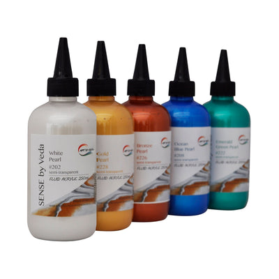 SENSE by Veda FLUID Akrylfärgset - Pearl - 5 x 250 ml